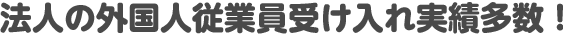 法人の外国人従業員受け入れ実績多数!